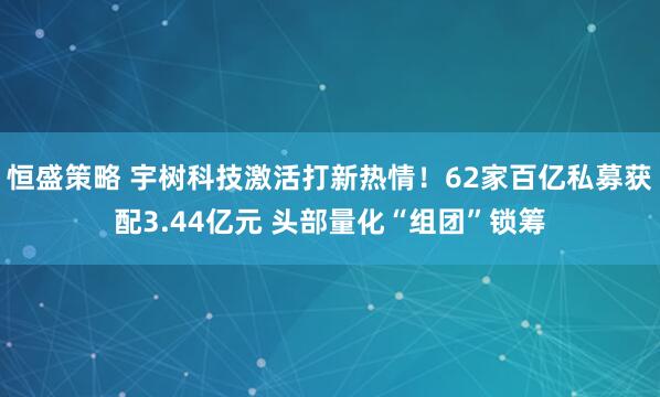 恒盛策略 宇树科技激活打新热情！62家百亿私募获配3.44亿元 头部量化“组团”锁筹